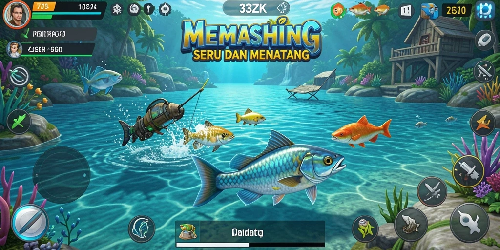 Tampilan gameplay 33ZK dengan aksi memancing yang menarik.