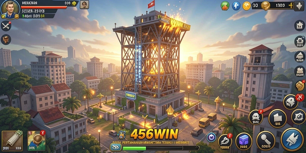 Tangkapan layar 456WIN menunjukkan pertarungan strategis di Tower Defense.