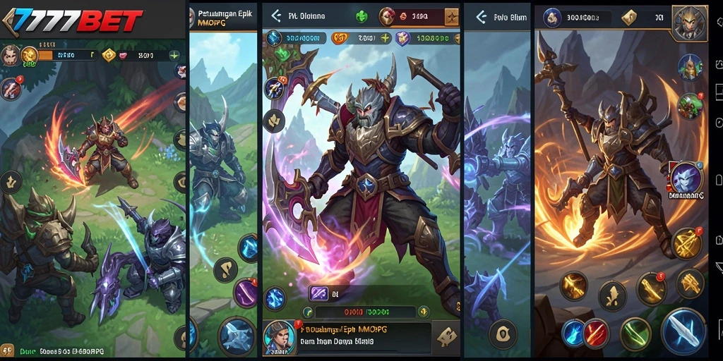 Tampilan epik pertarungan dalam game MMORPG 777BET.