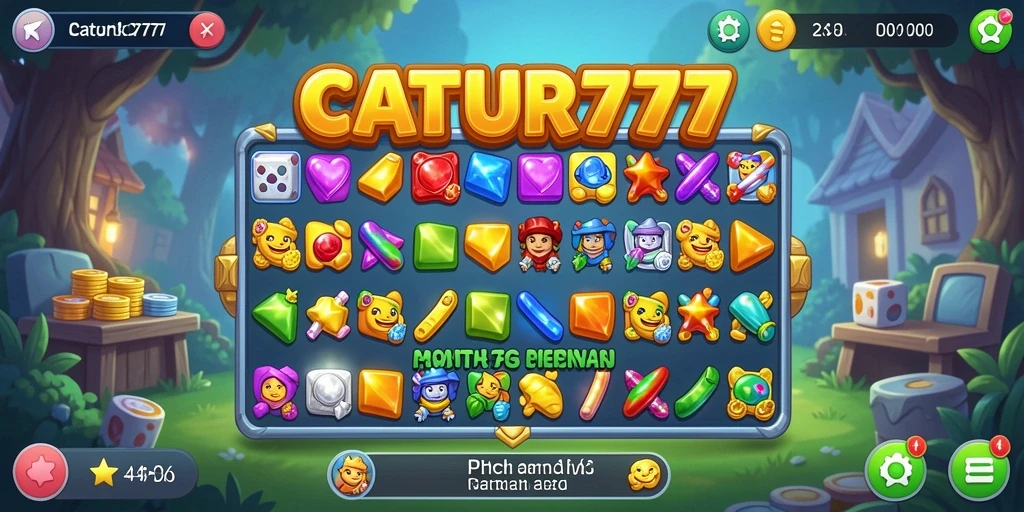 Screenshot gameplay CATUR777 menampilkan momen seru permainan Match-3.