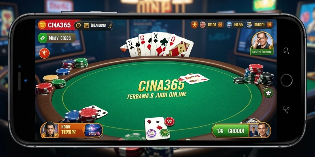 Screenshot gameplay CINA365 yang menampilkan suasana poker yang seru.