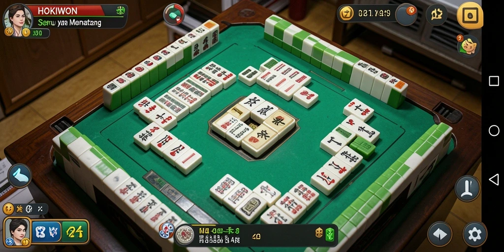 Screenshot gameplay HOKIWON menampilkan tantangan seru Mahjong.