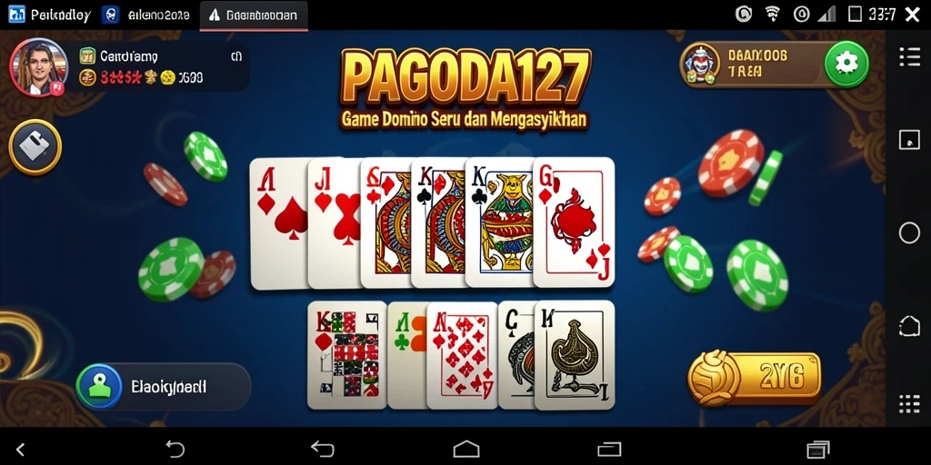 Tampilan gameplay seru di PAGODA127 dengan domino berwarna-warni.