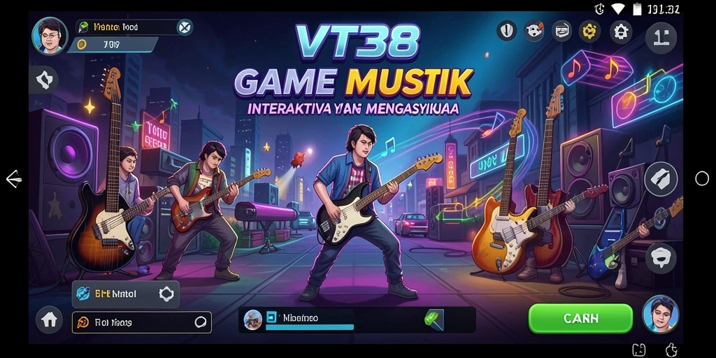 Screenshot VT38 menampilkan gameplay musik yang seru dan interaktif.